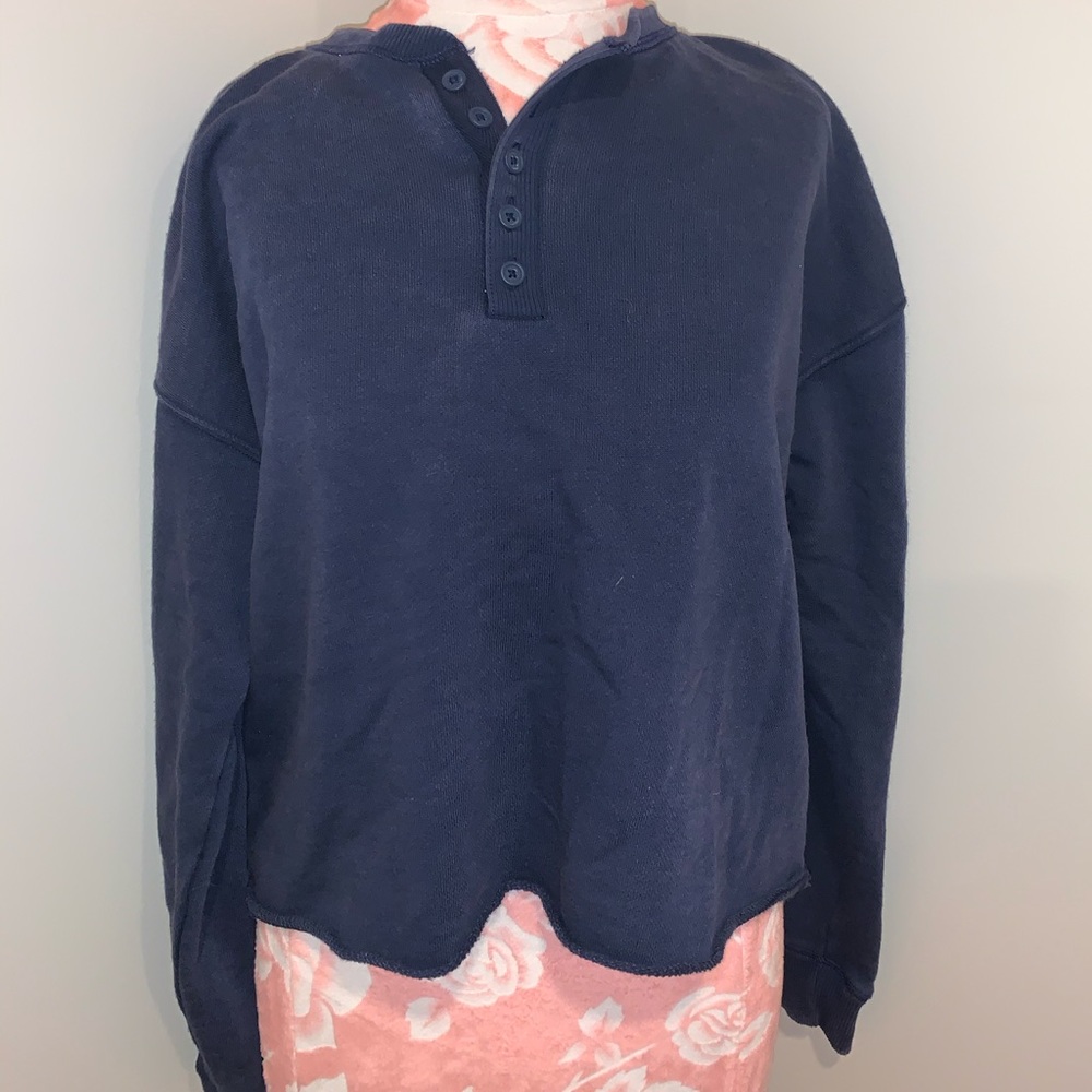 AERIE SWEATSHIRT PULLOVER HALF BUTTON UP